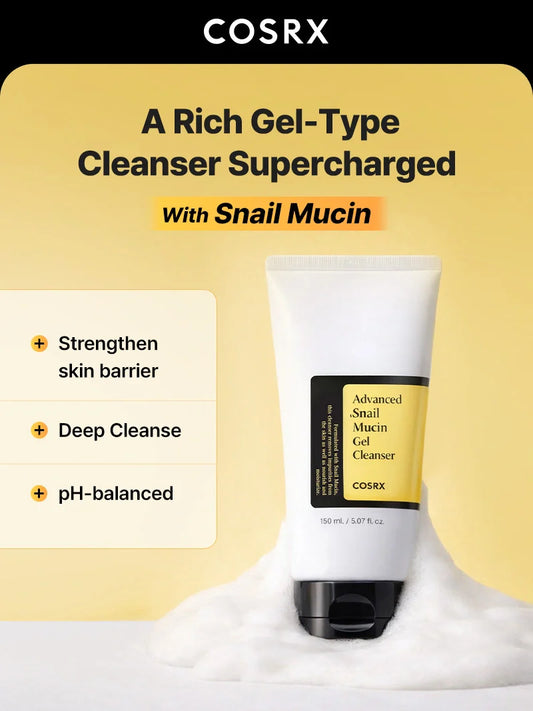 COSRX Advanced Snail Mucin Gel Cleanser – rich gel-type cleanser with snail mucin, pH balanced