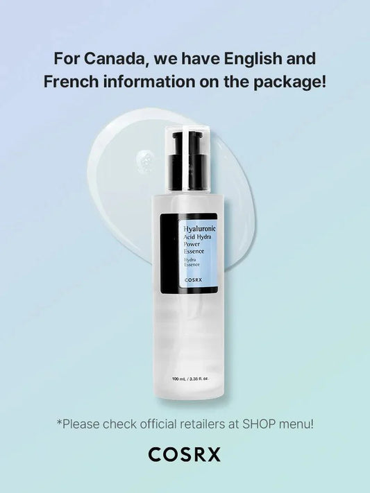 COSRX Hyaluronic Acid Hydra Power Essence bottle and texture