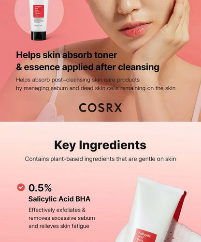 COSRX Salicylic Acid Cleanser key ingredients – 0.5% salicylic acid BHA for acne-prone skin