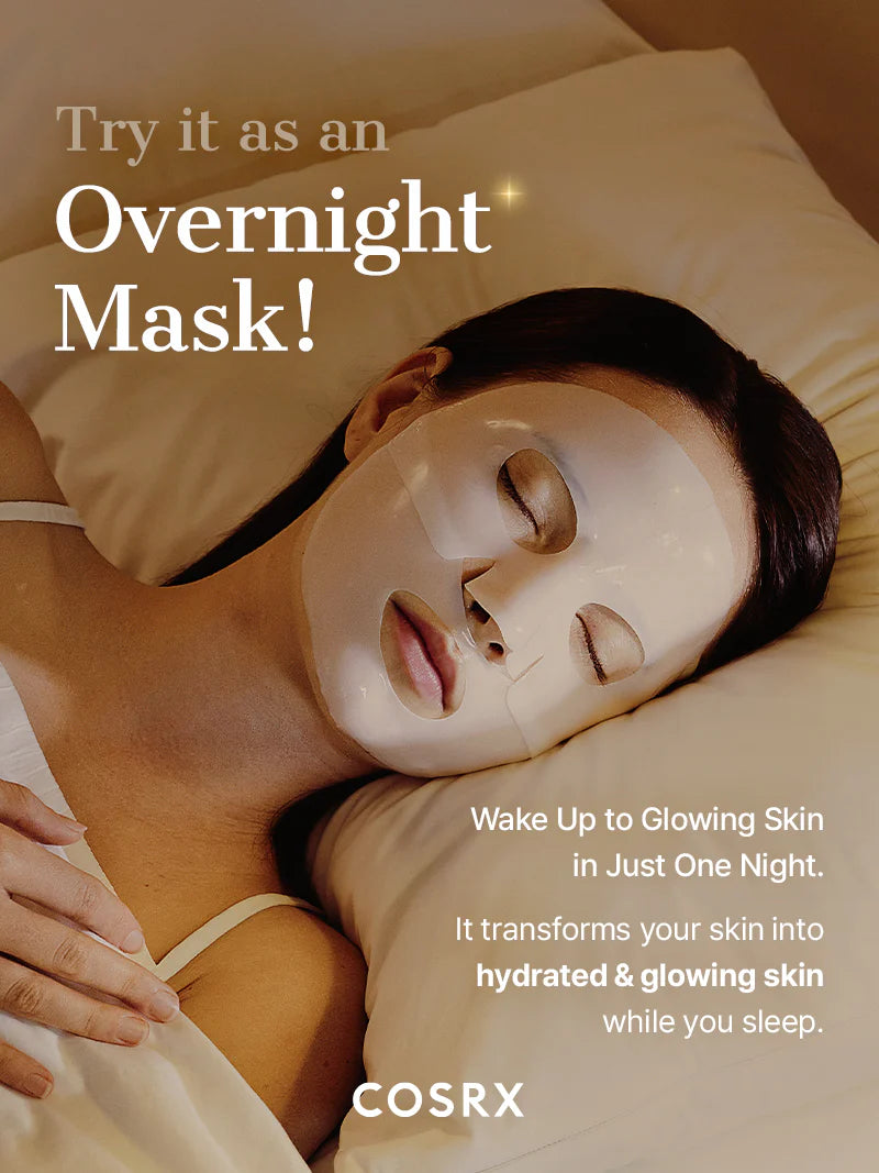 COSRX Snail Mucin Glass Glow Hydrogel Mask as an overnight mask for glowing skin