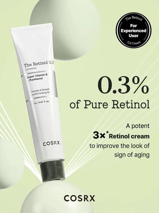 COSRX The Retinol 0.3 Cream – 0.3% pure retinol to improve signs of aging