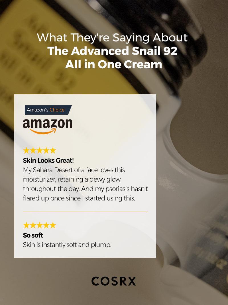 COSRX Advanced Snail 92 All in One Cream Amazon customer reviews – best selling snail mucin cream