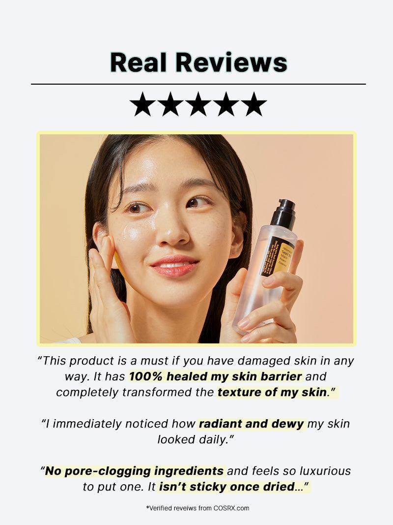 COSRX Snail 96 Mucin Power Essence real reviews – woman with hydrated glowing skin