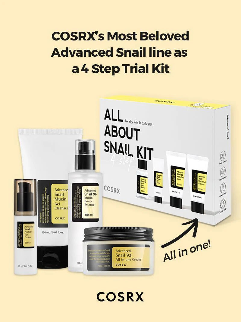 مجموعة كوزركس All About Snail – أشهر منتجات الحلزون في مجموعة تجربة من 4 خطوات