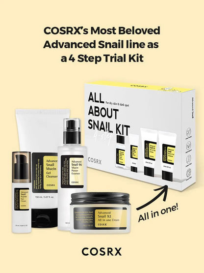 مجموعة كوزركس All About Snail – أشهر منتجات الحلزون في مجموعة تجربة من 4 خطوات