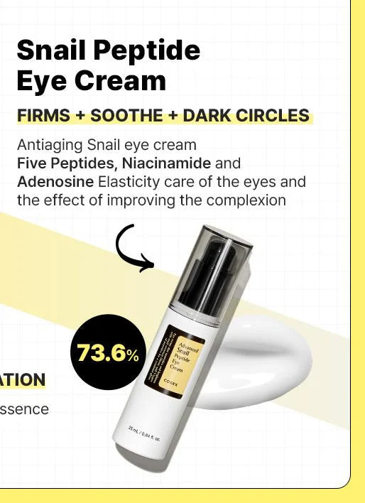 COSRX Advanced Snail Peptide Eye Cream – firms, soothes and reduces dark circles with 73.6% snail mucin