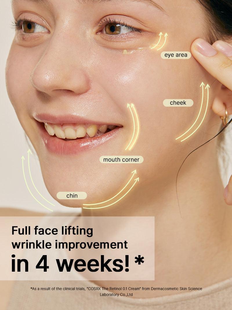 COSRX Retinol 0.1 Cream full face lifting and wrinkle improvement in 4 weeks