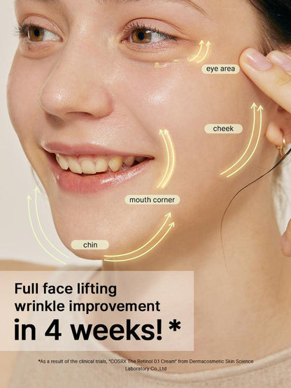 COSRX Retinol 0.1 Cream full face lifting and wrinkle improvement in 4 weeks